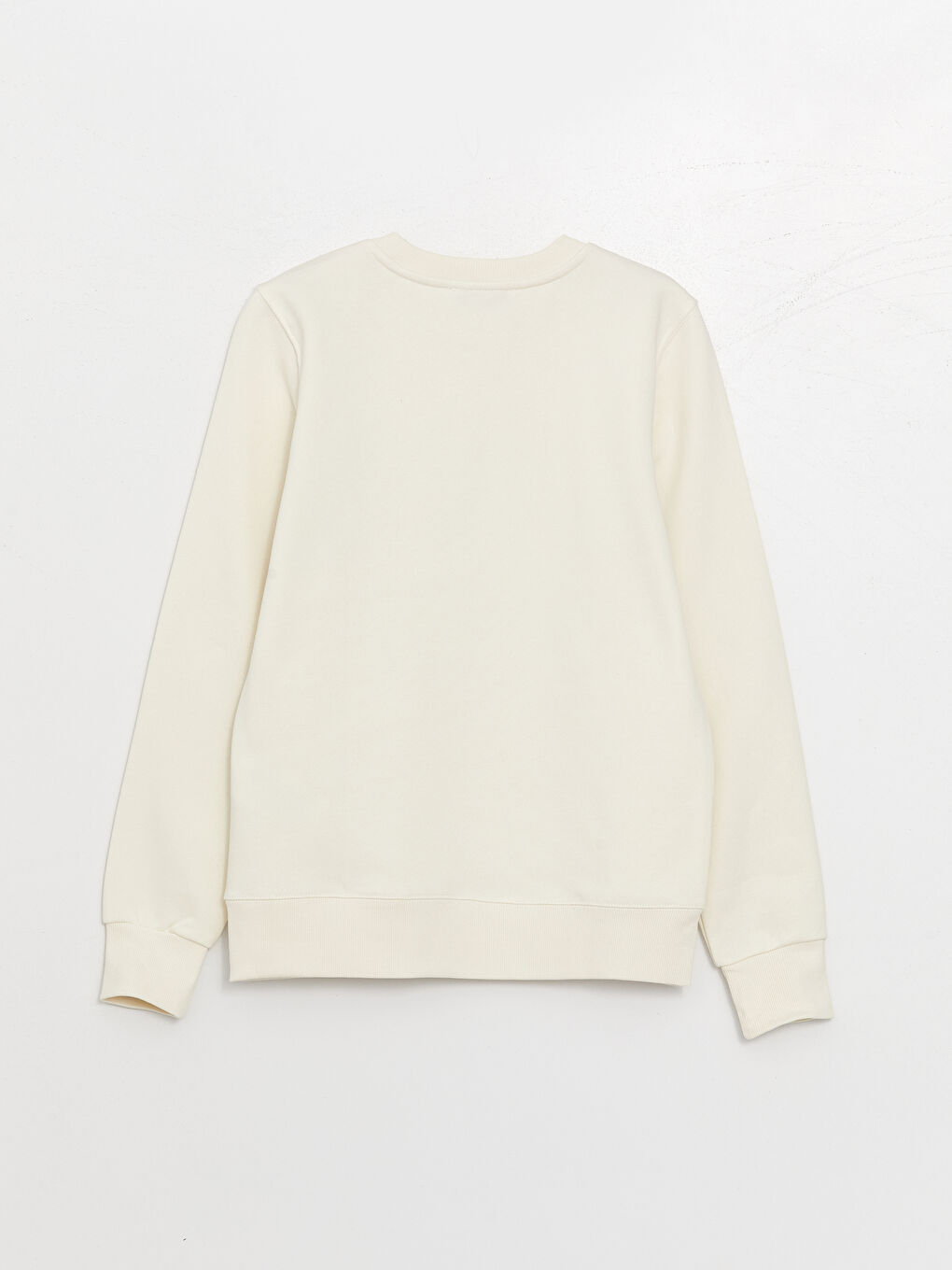 Bej Bisiklet Yaka Baskılı Kadın Kalın Sweatshirt-6