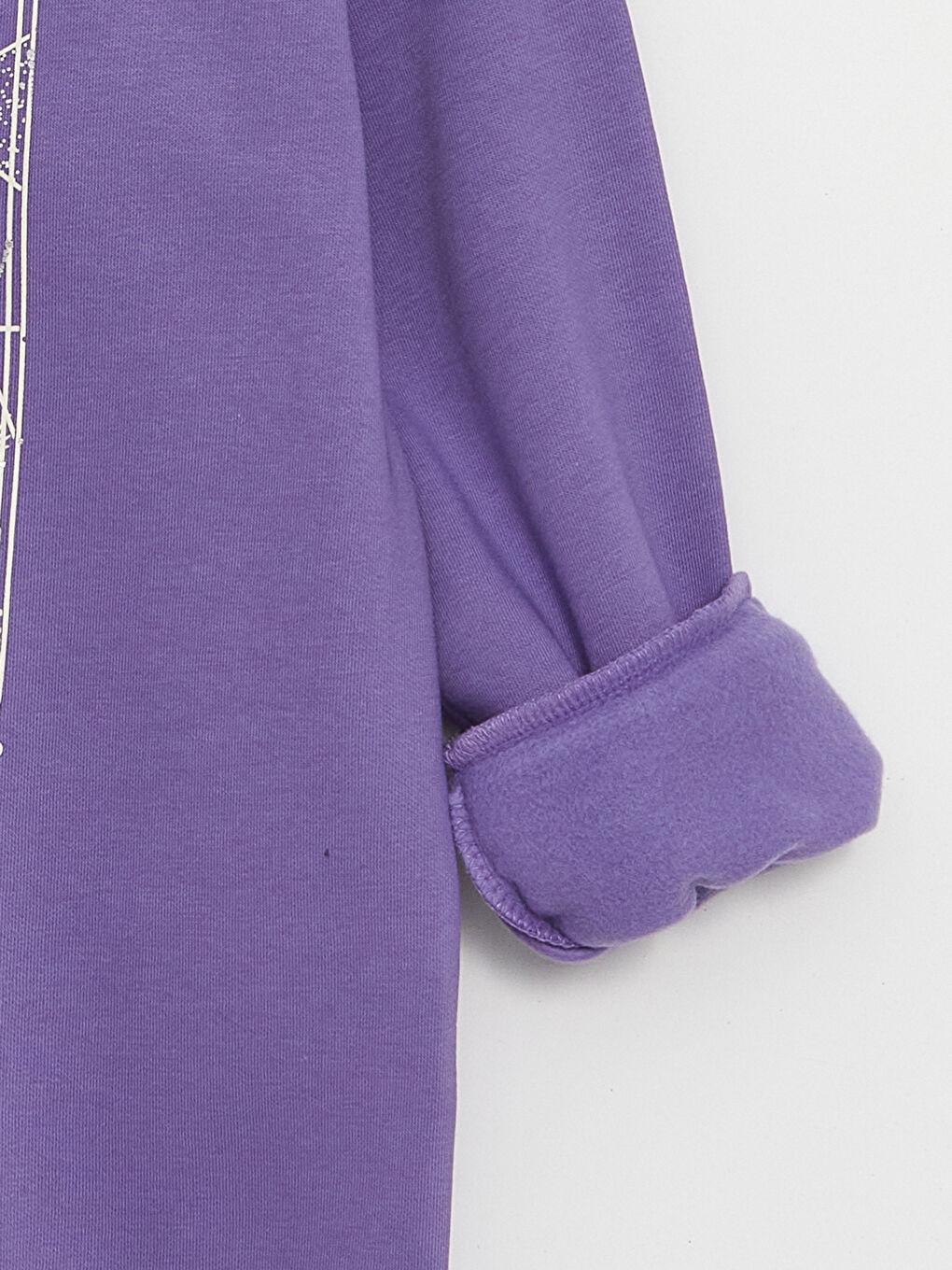 Mor Bisiklet Yaka Baskılı Kadın Kalın Sweatshirt-7