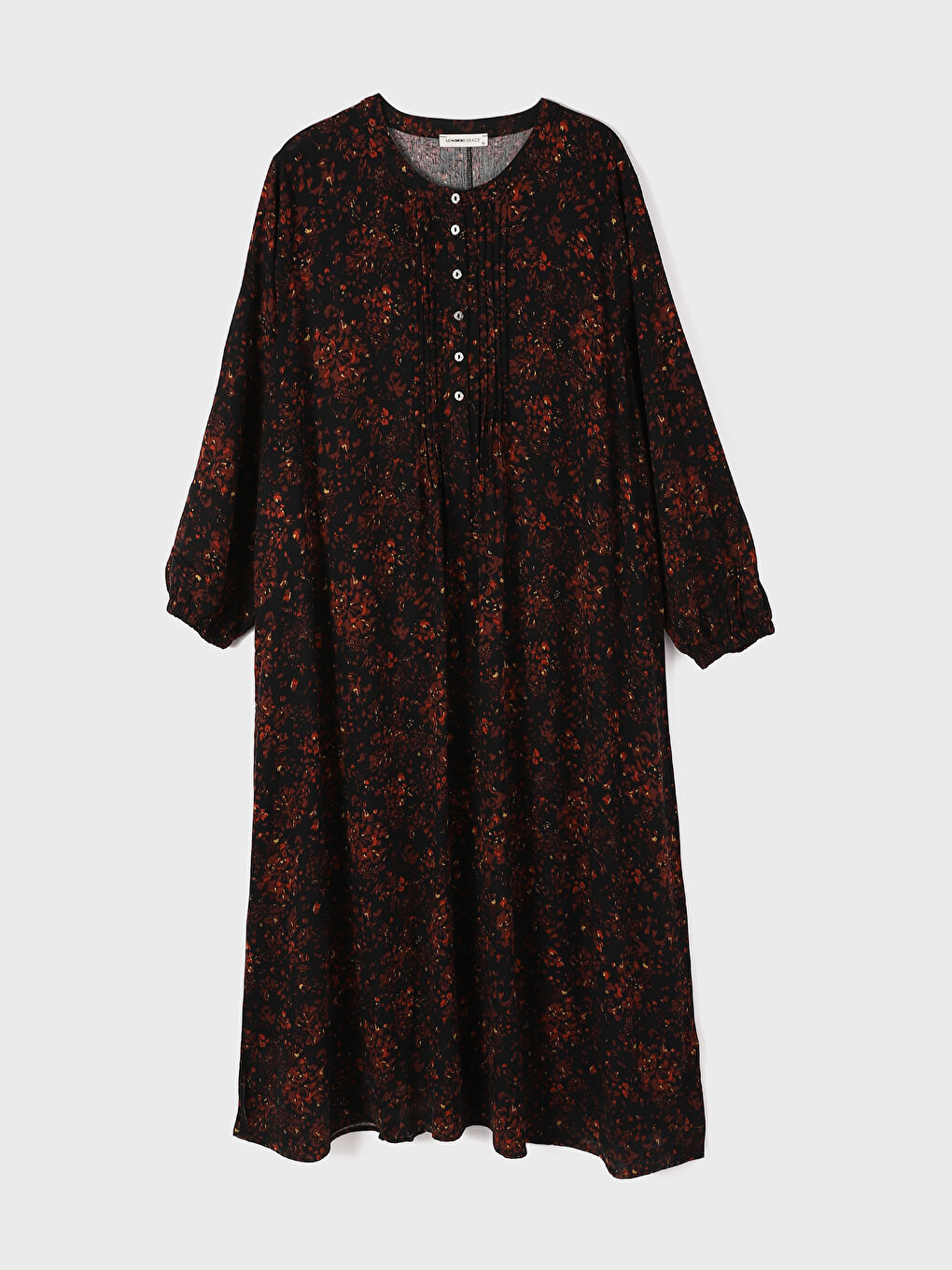 Crew Neck Patterned Long Sleeve Women's Dress