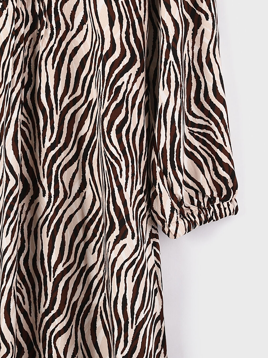 Crew Neck Patterned Long Sleeve Women's Dress-3