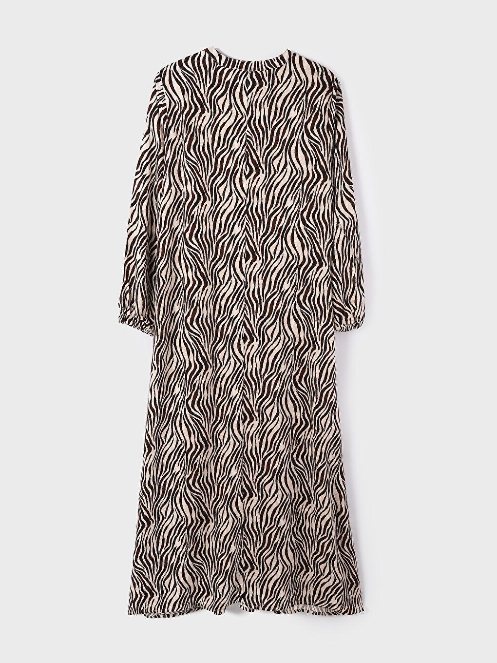 Crew Neck Patterned Long Sleeve Women's Dress-1