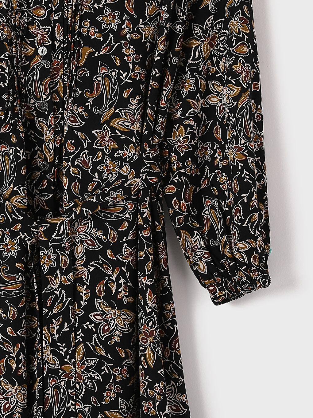 Grandad Collar Patterned Long Sleeve Women's Shirt Dress-3