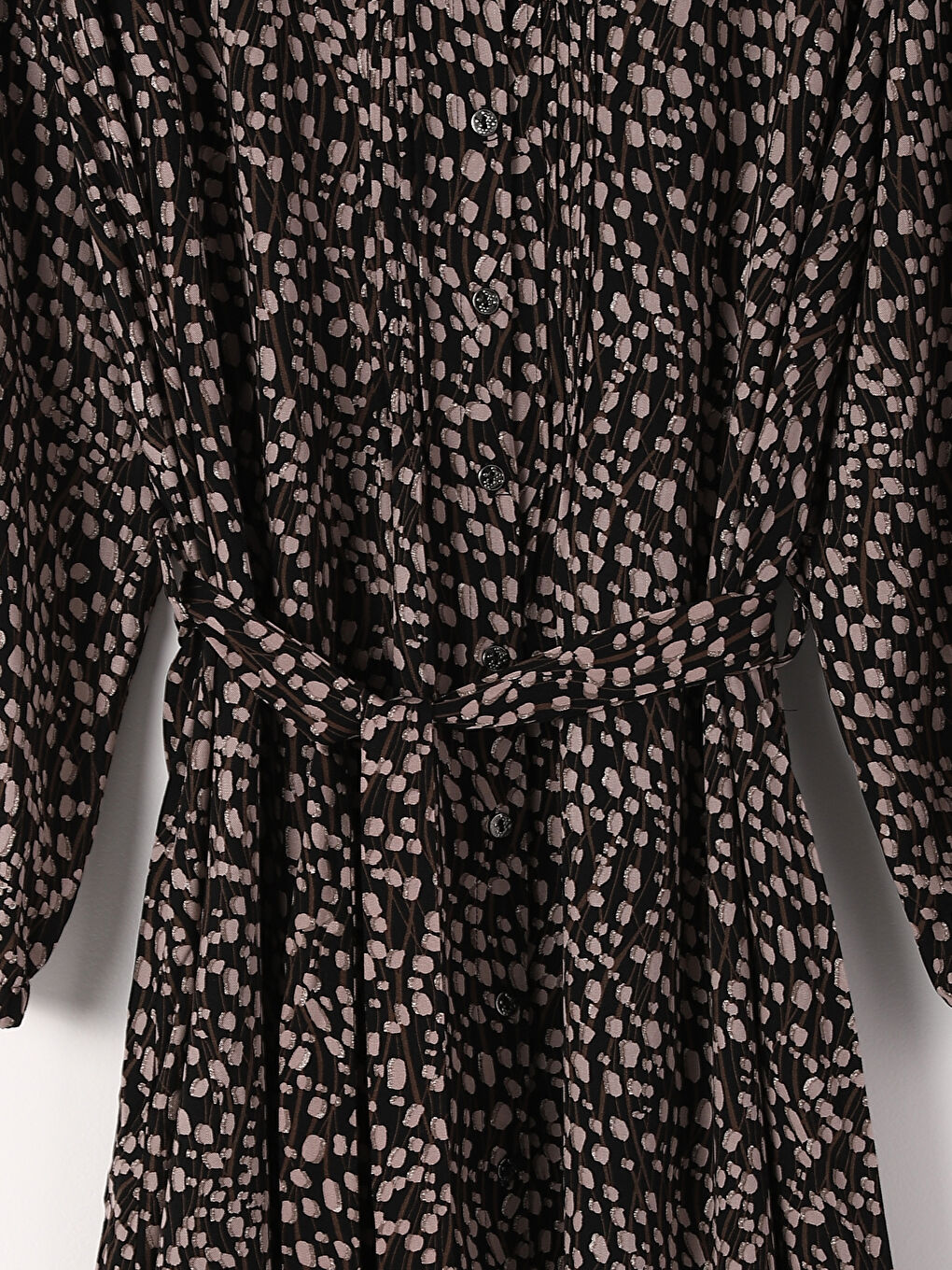 Grandad Collar Patterned Long Sleeve Women's Shirt Dress-3