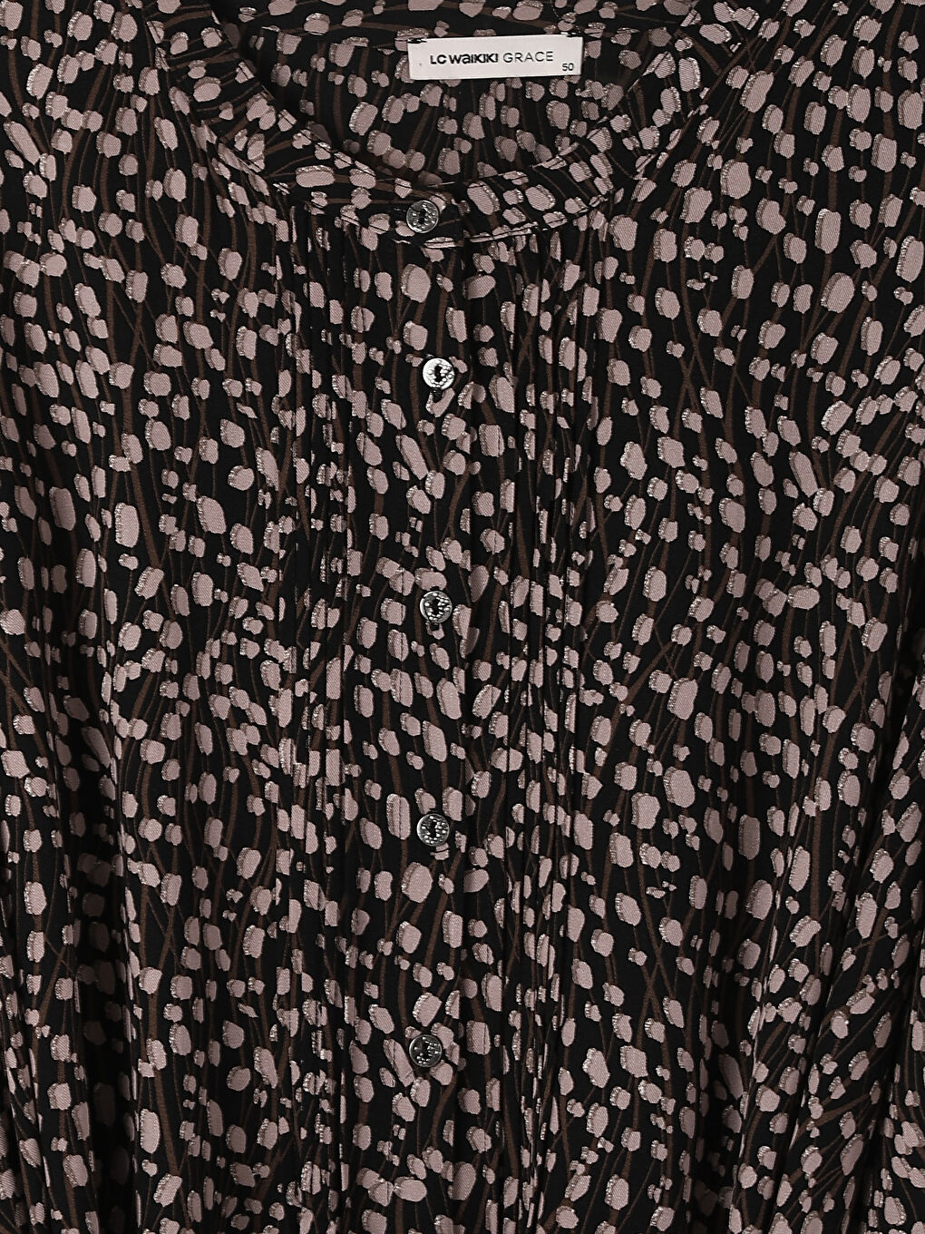 Grandad Collar Patterned Long Sleeve Women's Shirt Dress-2