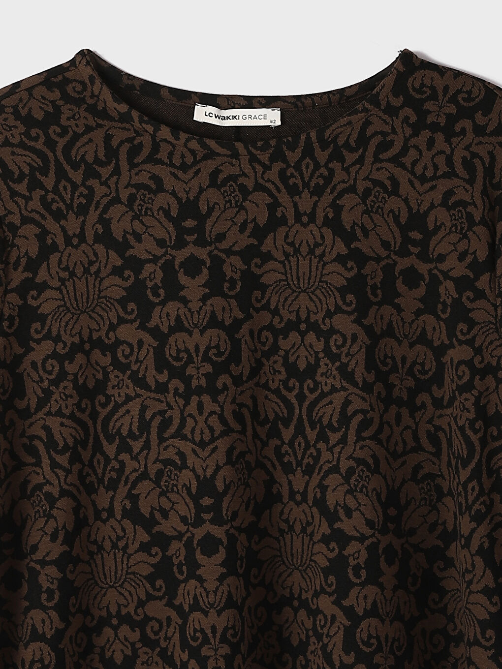 Crew Neck Printed Long Sleeve Women's Dress-2