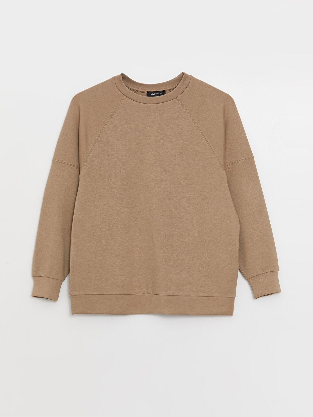 LCW Vision Açık Kahverengi Bisiklet Yaka Oversize Kadın Sweatshirt - 5