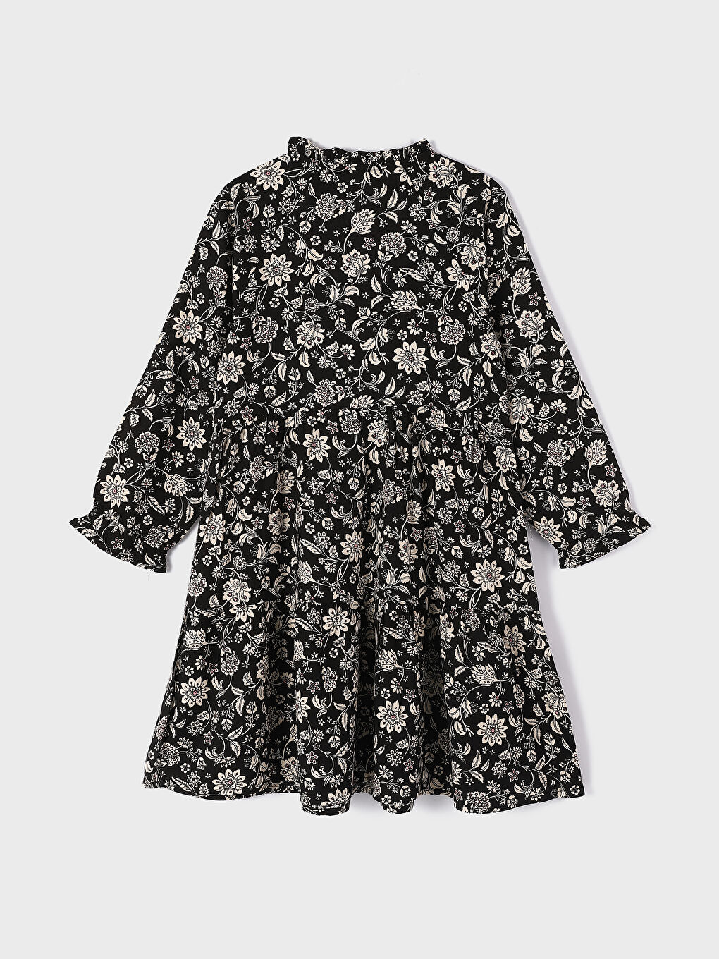 Grandad Patterned Long Sleeve Girl Dress-1