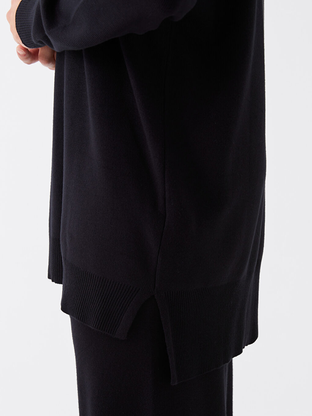 LCW Modest Crew Neck Straight Long Sleeve Oversize Women's Knitwear Tunic -W3EA95Z8-HEG