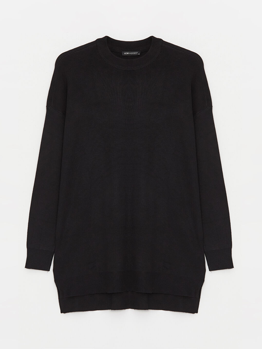 LCW Modest Crew Neck Straight Long Sleeve Oversize Women's Knitwear Tunic -W3EA95Z8-HEG
