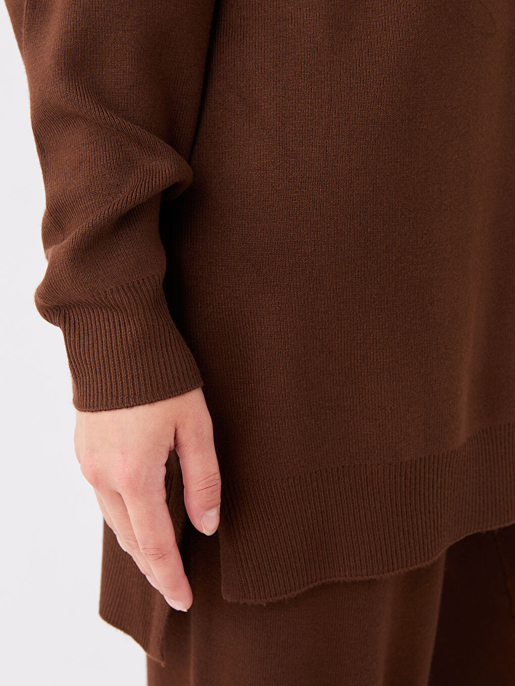 LCW Modest تونيك فضفاض محبوك بياقة مستديرة وأكمام طويلة -W3EA95Z8-HKQ