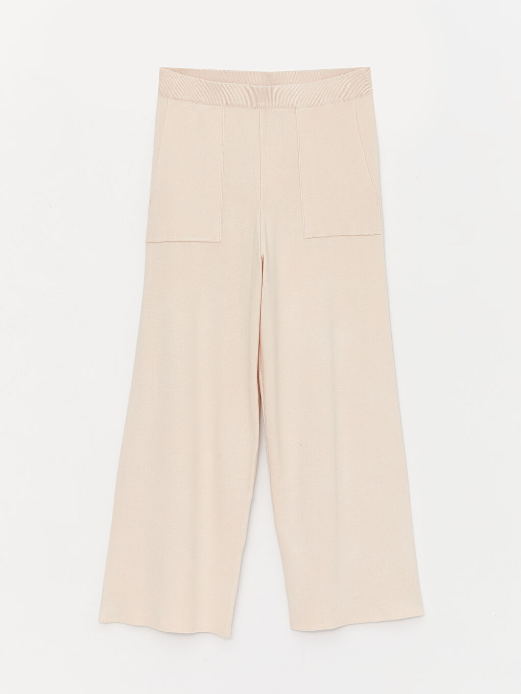 LCW Modest Elasticated Waist Plain Wide Leg Women's Knitwear Trousers -W3EA96Z8-QVQ