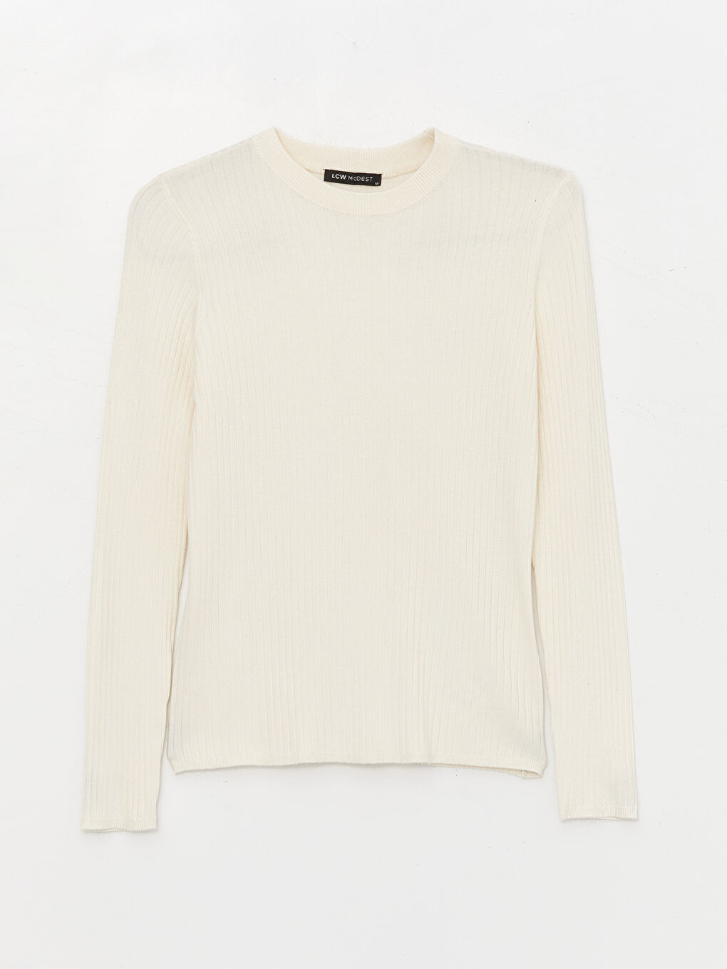 Crew Neck Plain Long Sleeve Women's Knitwear Sweater-5