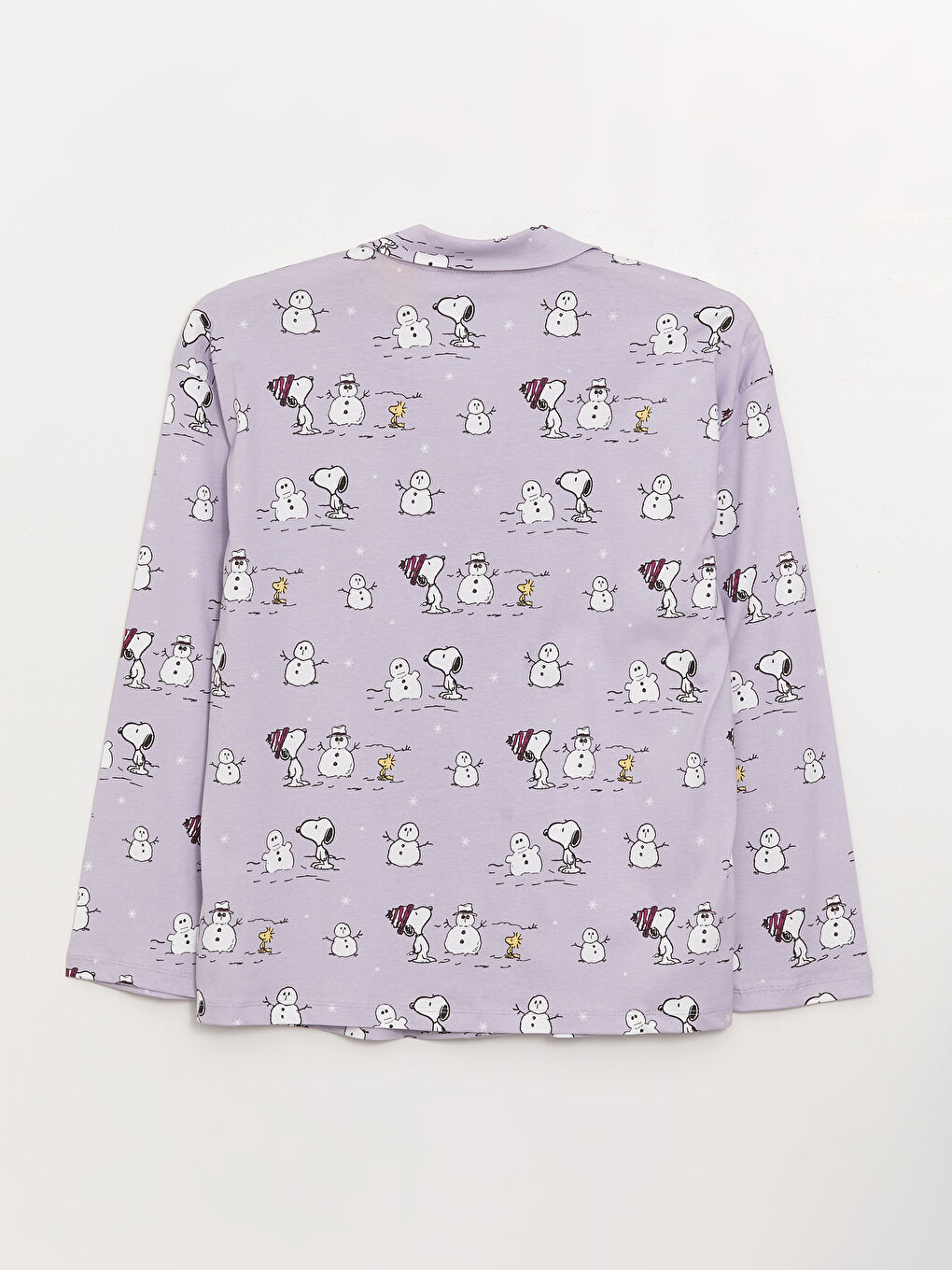 LCW DREAM Mat Lila Baskılı Gömlek Yaka Snoopy Baskılı Uzun Kollu Kadın Pijama Takımı - 7