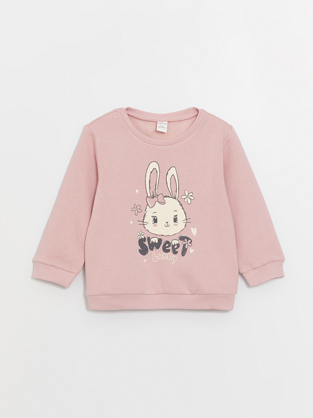 LCW baby Açık Gülkurusu Bisiklet Yaka Uzun Kollu Kız Bebek Sweatshirt ve Eşofman Alt 2'li Takım - 1