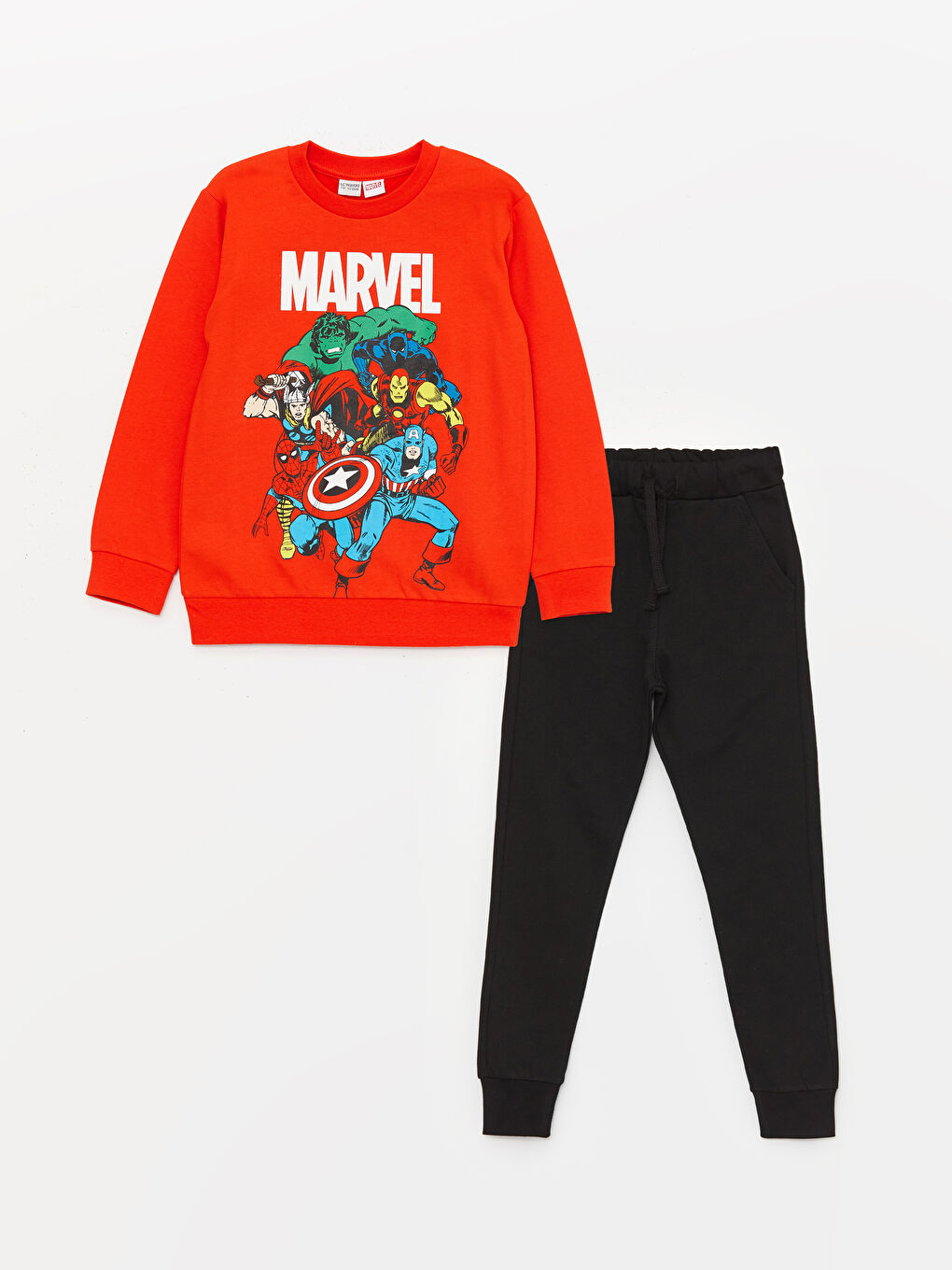Crew Neck Marvel Printed Long Sleeve Boys Sweatshirts and Sweatpants