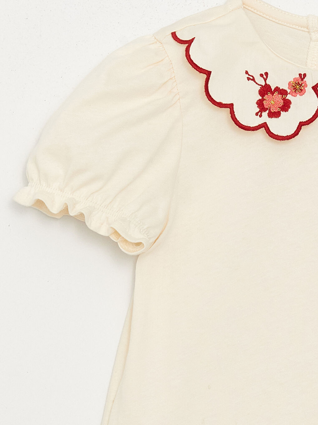 تیشێرتی كچانی ساوا و تەنورەی كۆلار گلدووری كراو ٢ دانە-5