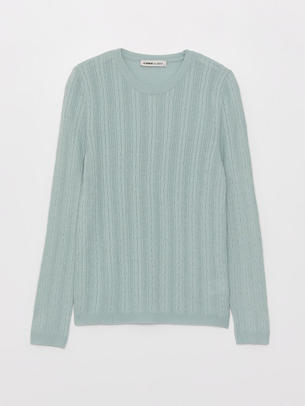 Mavi Bisiklet Yaka Kendinden Desenli Uzun Kollu Kadın Triko Kazak-5