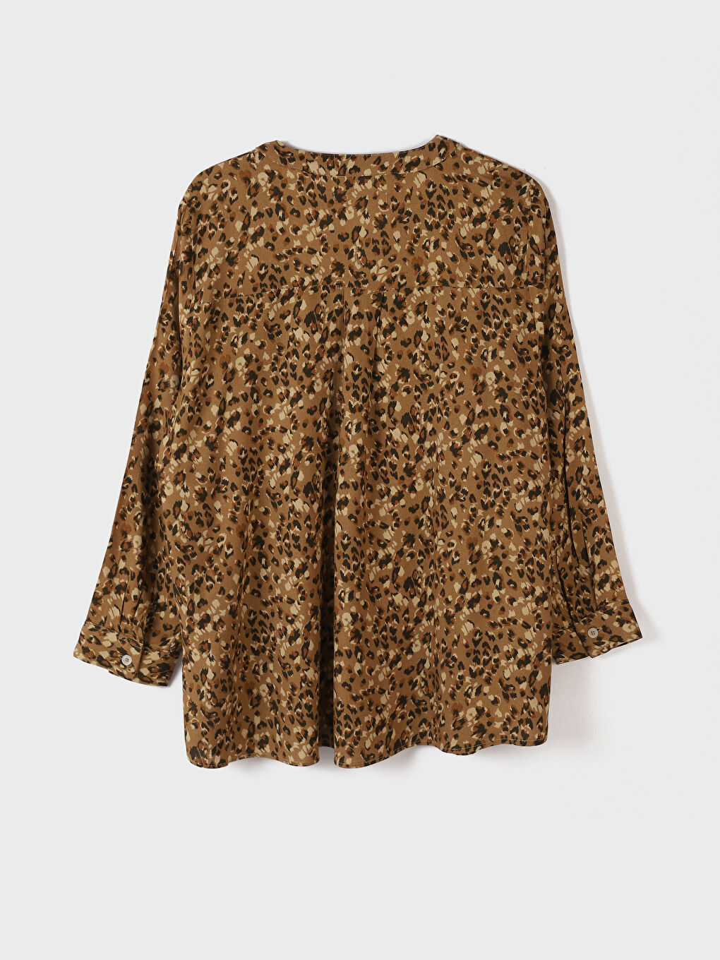 Grandad Collar Patterned Long Sleeve Women's Blouse -W3EC37Z8-LQC