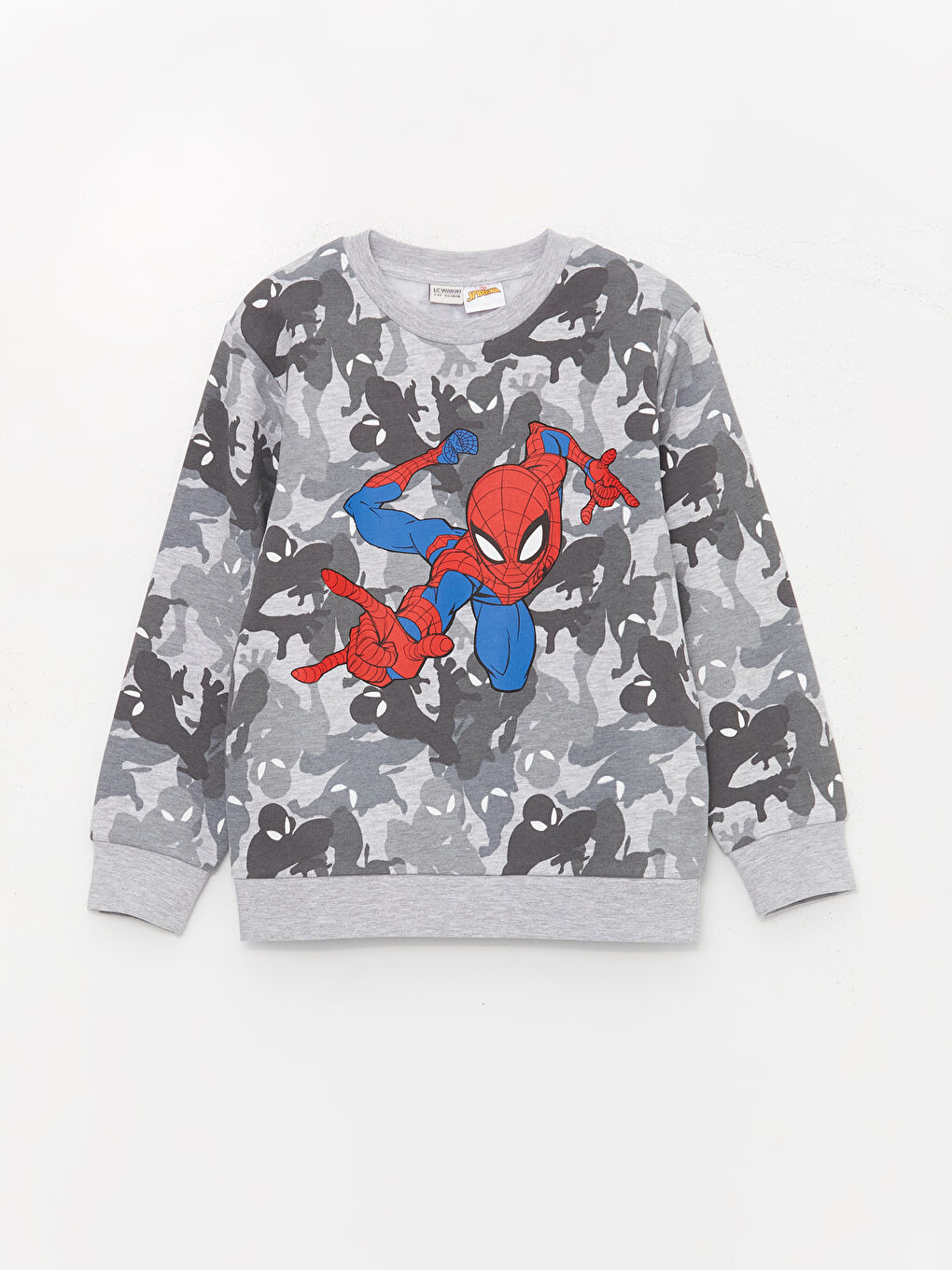 LCW Kids Antrasit Bisiklet Yaka Spiderman Baskılı Uzun Kollu Erkek Çocuk Sweatshirt ve Eşofman Altı - 1