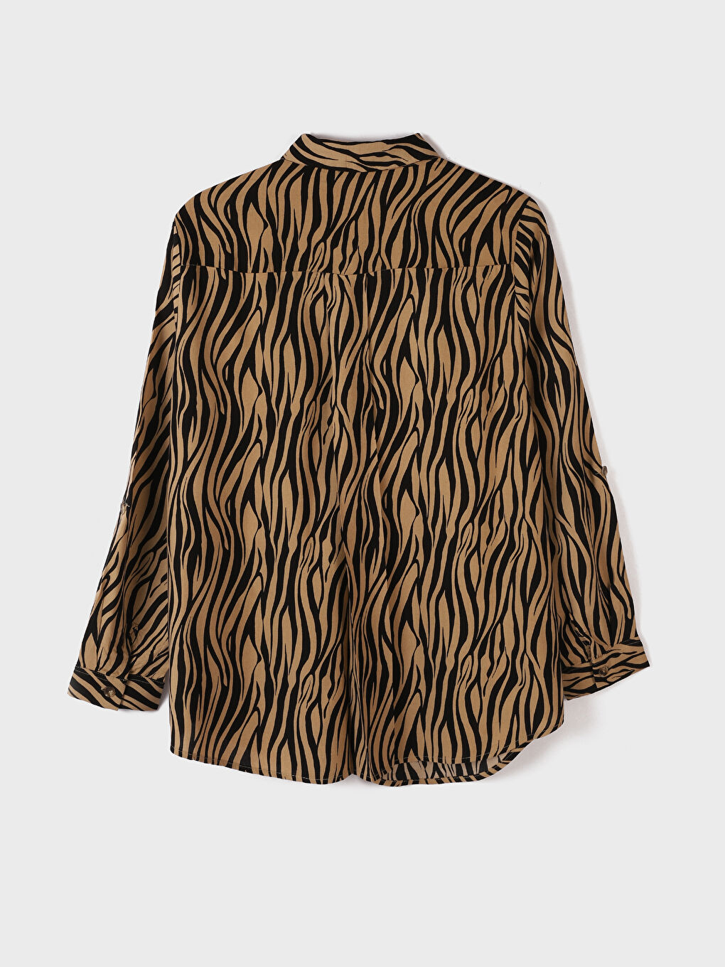 قميص نسائي كم طويل منقوش-3