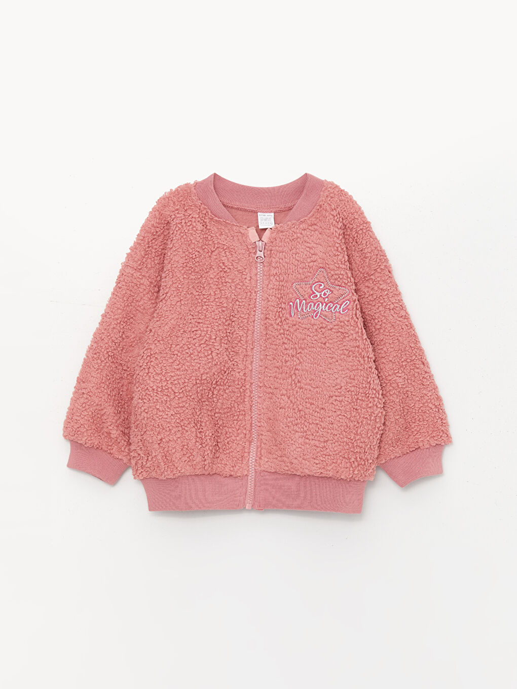 LCW baby Mat Pembe Kız Bebek Fermuarlı Sweatshirt