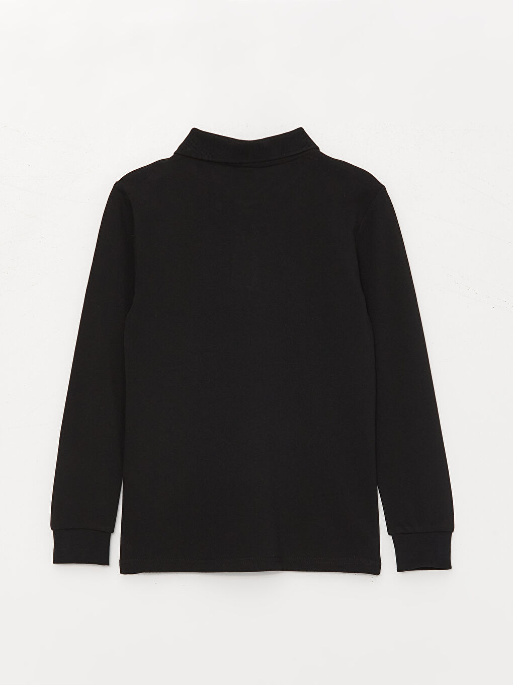 Siyah Polo Yaka Basic Uzun Kollu Erkek Çocuk Tişört-1