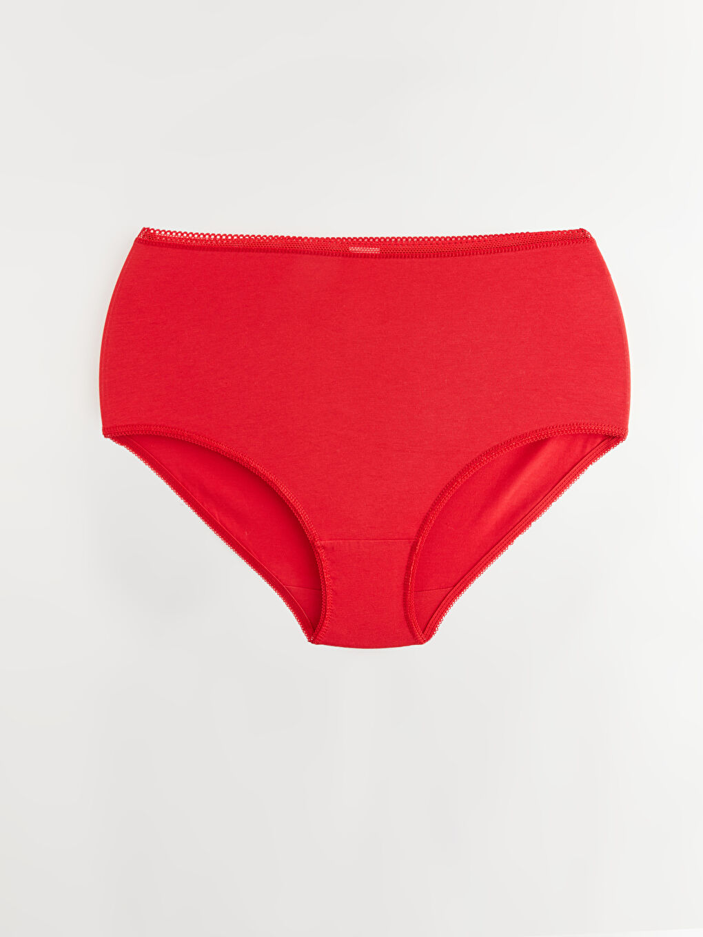 Kırmızı Yüksek Bel Düz Klasik Külot 3'lü-5