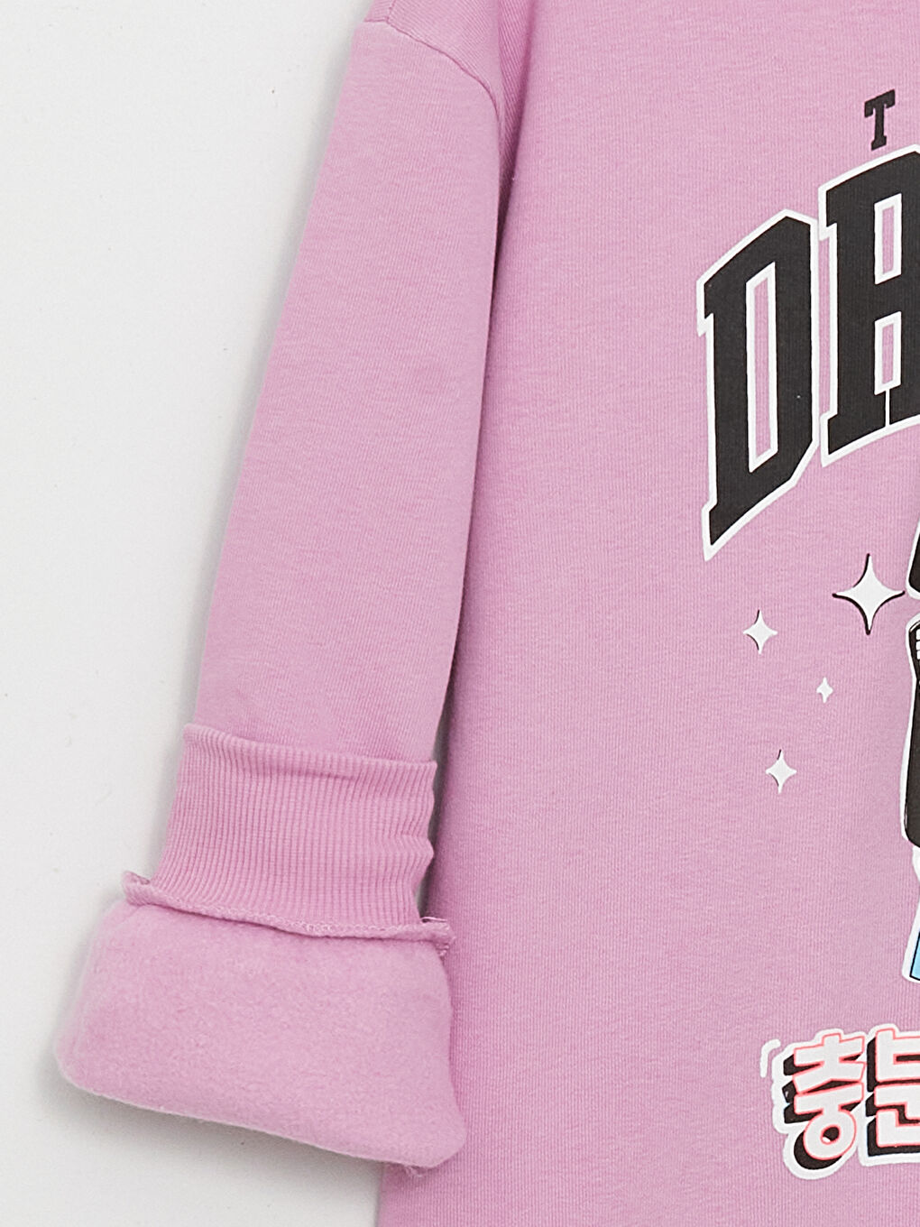 Lila Baskılı Uzun Kollu Kız Çocuk Hoodie-2