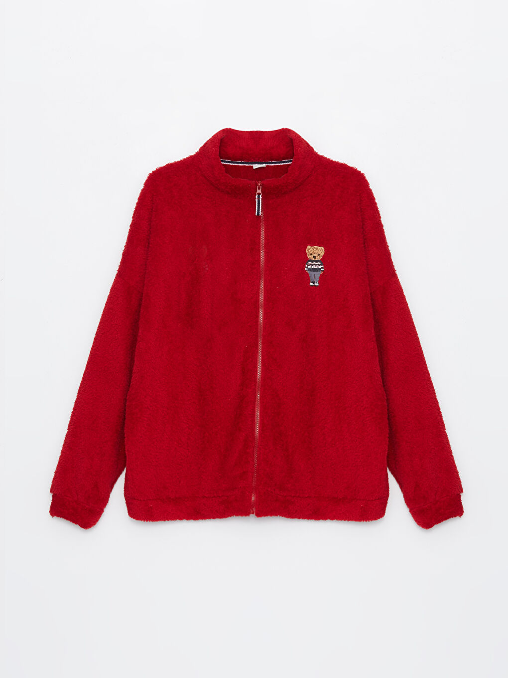 LCW HOME High Collar Embroidered Long Sleeve Zipper Sweatshirt -W3EE74Z8-HKD