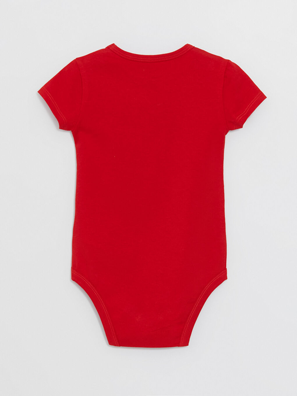 Kırmızı Baskılı Bisiklet Yaka Kısa Kollu Erkek Bebek Çıtçıtlı Bodysuit-2