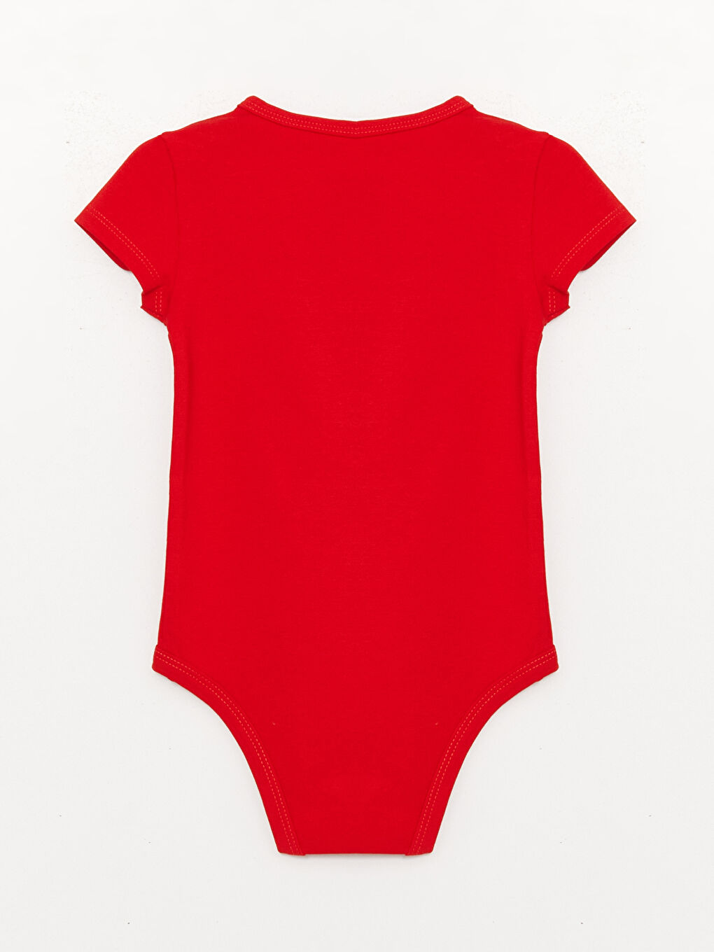 Kırmızı Baskılı Bisiklet Yaka Kısa Kollu Erkek Bebek Çıtçıtlı Bodysuit-1