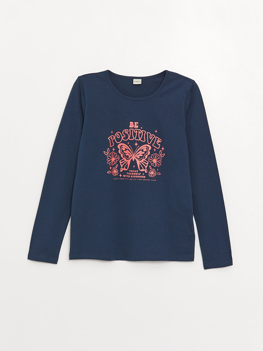 Crew Neck Printed Long Sleeve Girls' T-Shirt