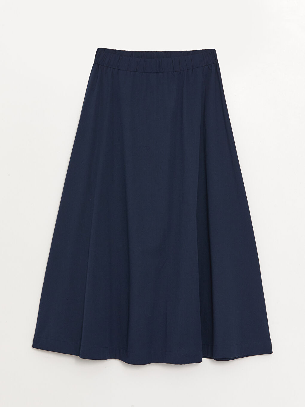 Lacivert Beli Lastikli Rahat Kalıp Kadın Etek-5