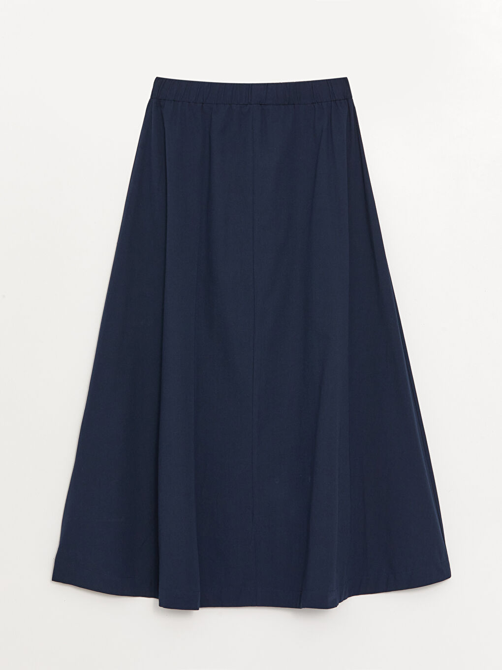 Lacivert Beli Lastikli Rahat Kalıp Kadın Etek-6