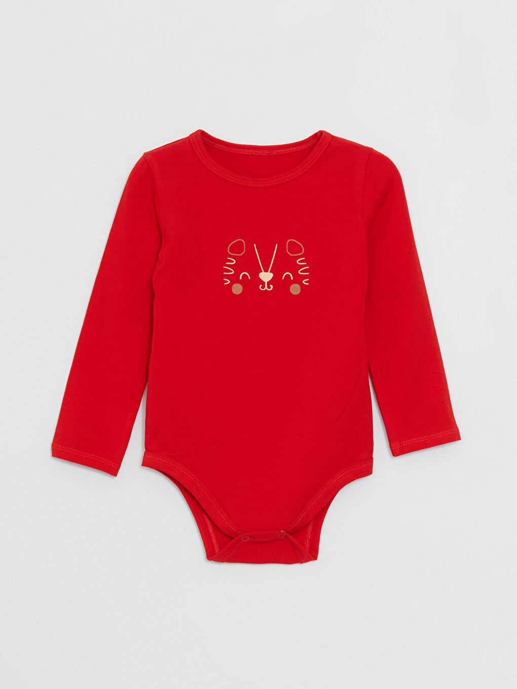 Kırmızı Bisiklet Yaka Baskılı Erkek Bebek Çıtçıtlı Bodysuit