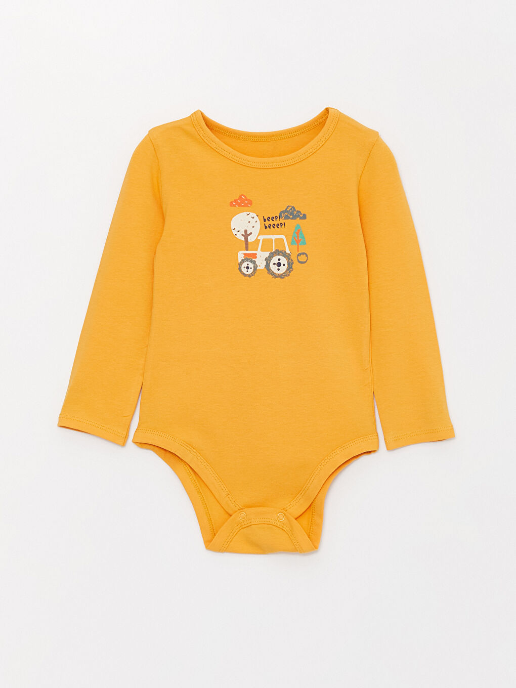 Sarı Bisiklet Yaka Baskılı Erkek Bebek Çıtçıtlı Bodysuit