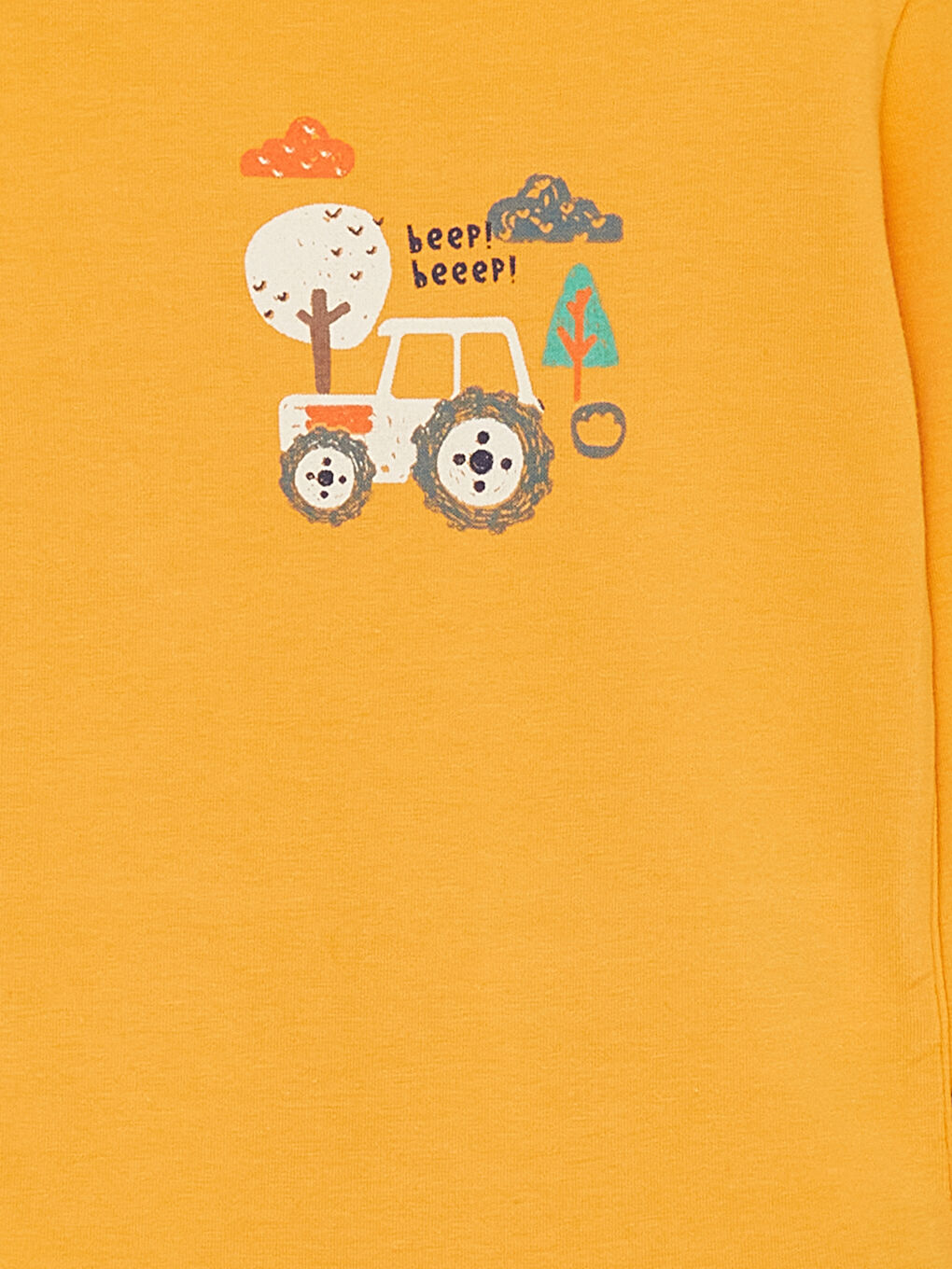 Sarı Bisiklet Yaka Baskılı Erkek Bebek Çıtçıtlı Bodysuit-1