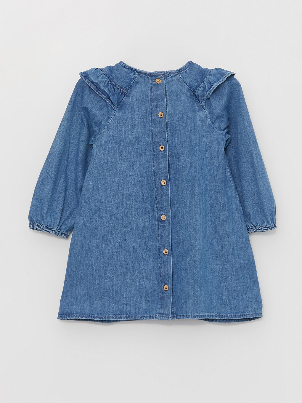 Mavi Bisiklet Yaka Kız Bebek Jean Elbise-4