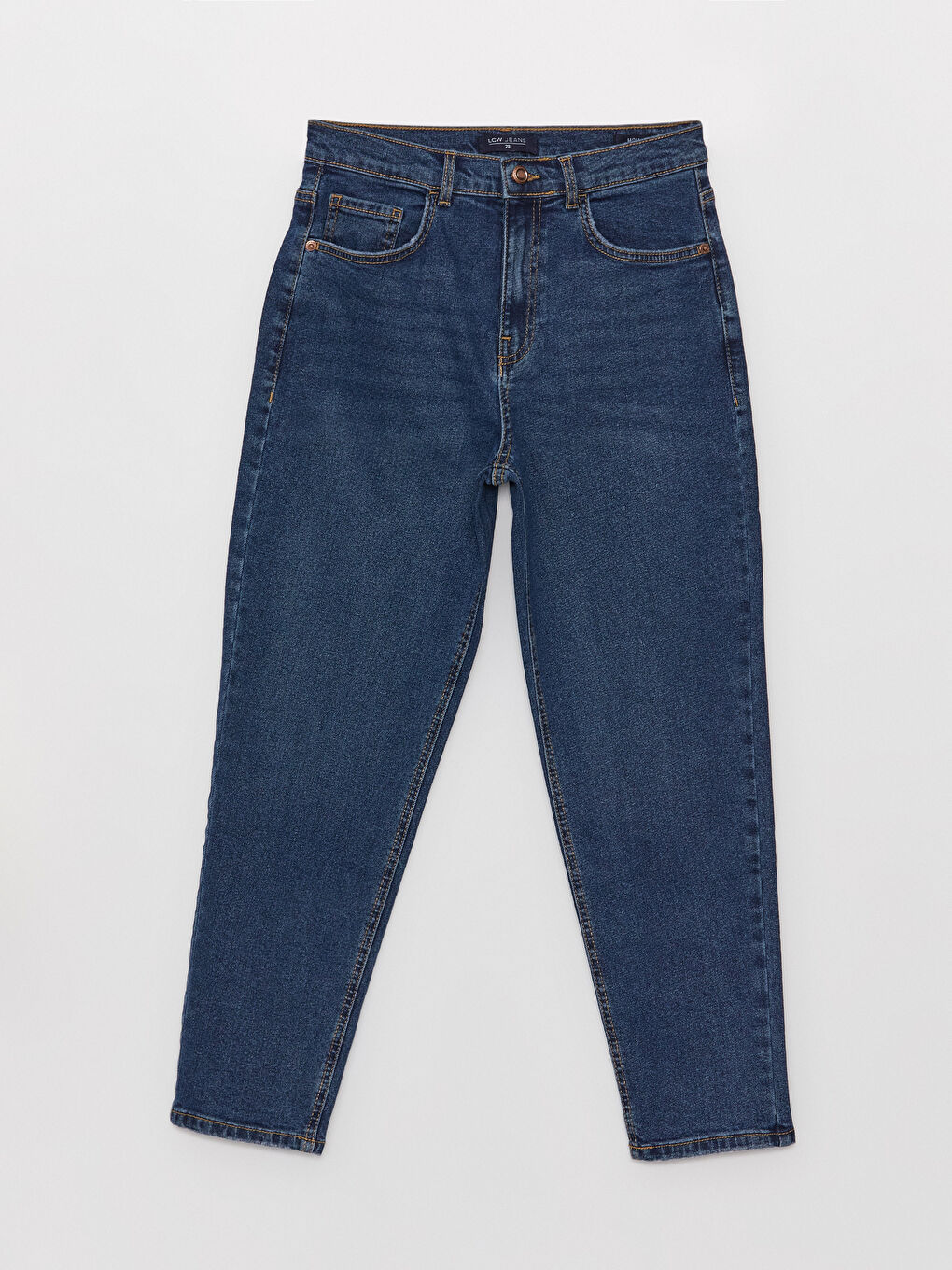 LCW Jeans Koyu Rodeo Yüksek Bel Mom Fit Kadın Jean Pantolon - 5