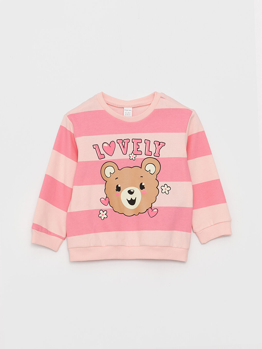 سويت شيرت بياقة دائرية مطبوع وبنطلون بناتي رضيع - طقم 2 قطع-1