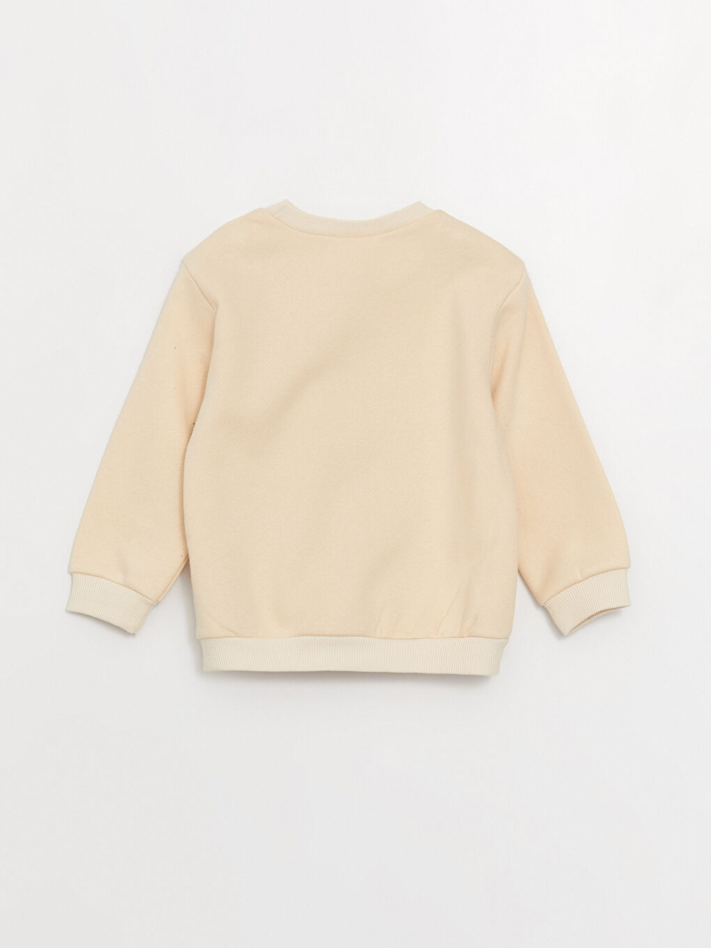 Bej Bisiklet Yaka Uzun Kollu Baskılı Kız Bebek Sweatshirt ve Eşofman Alt 2'li Takım-2