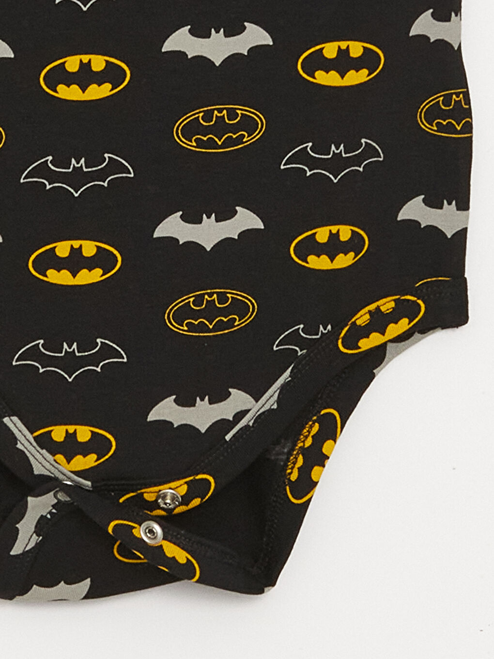 Siyah Bisiklet Yaka Kısa Kollu Batman Baskılı Erkek Bebek Çıtçıtlı Body-2
