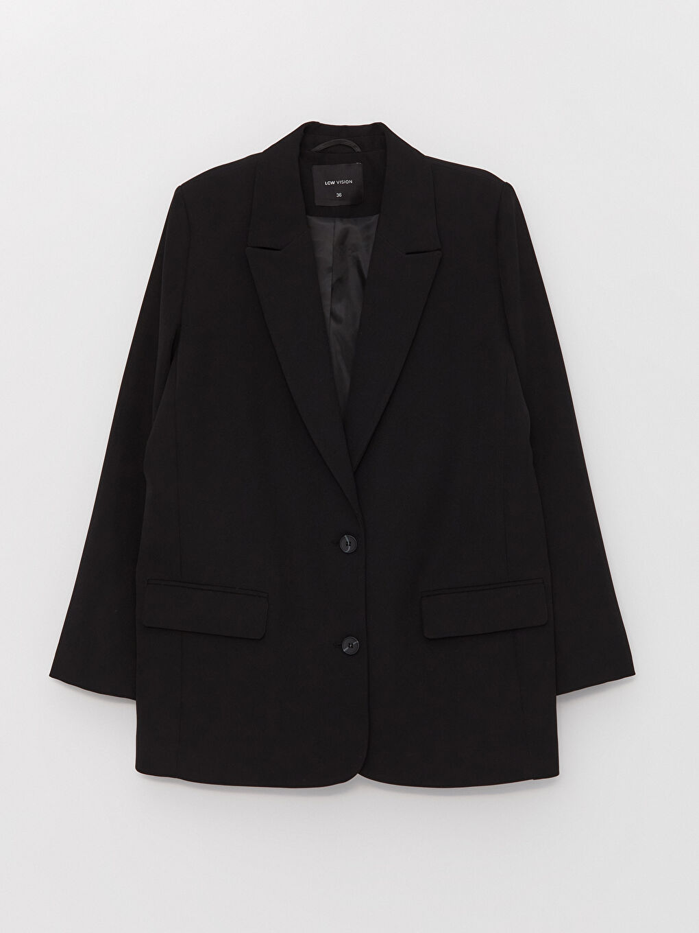 Siyah Düz Uzun Kollu Kadın Blazer Ceket-5