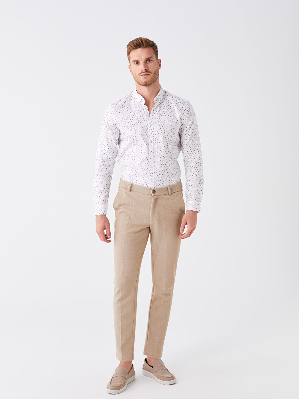 LCW Vision Slim Fit Uzun Kollu Desenli Erkek Gömlek -W3EH96Z8-Q6K