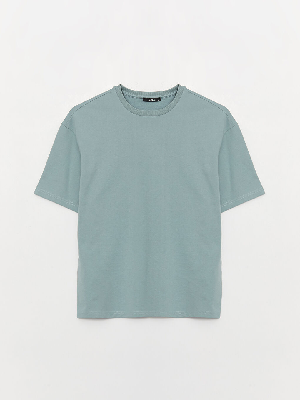 Turkuaz Oversize Bisiklet Yaka Kısa Kollu Erkek Tişört