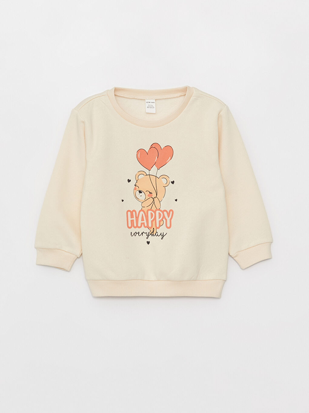 LCW baby Crew Neck Long Sleeve Printed Cotton Baby Girl Sweatshirt and Tights 2-Pack Set -W3EI85Z1-FET