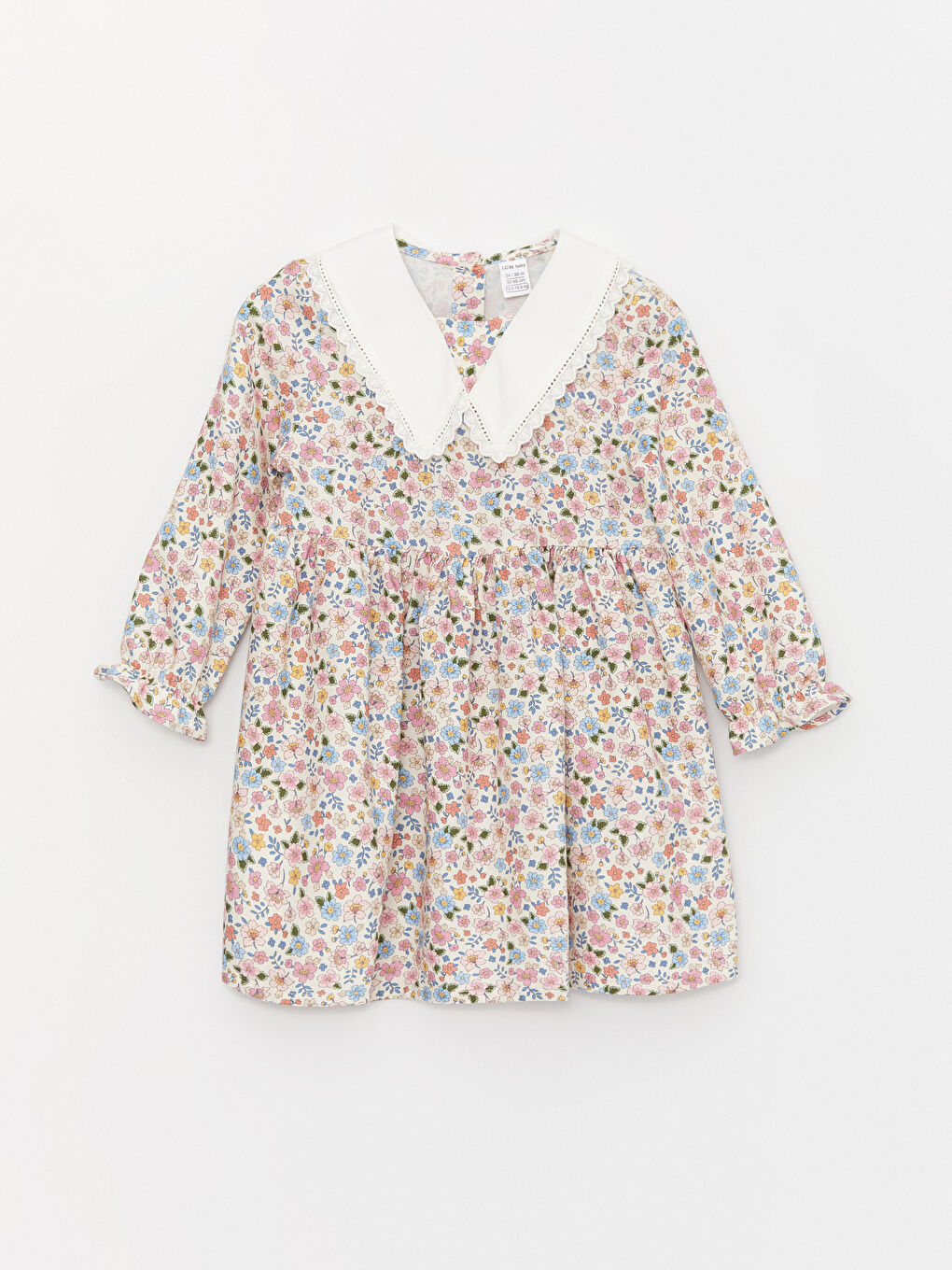 Ekru Bebe Yaka Kız Bebek Elbise