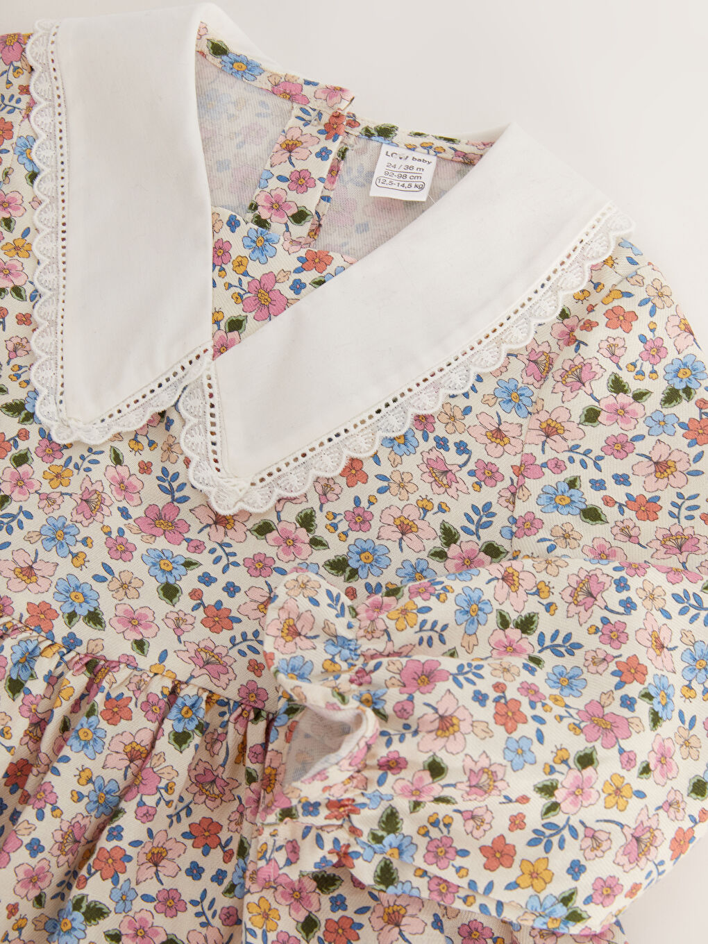 Ekru Bebe Yaka Kız Bebek Elbise-1