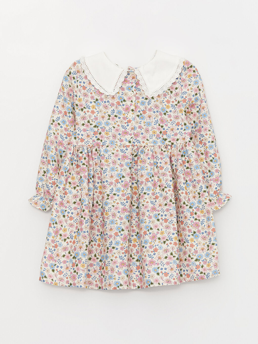 Ekru Bebe Yaka Kız Bebek Elbise-2