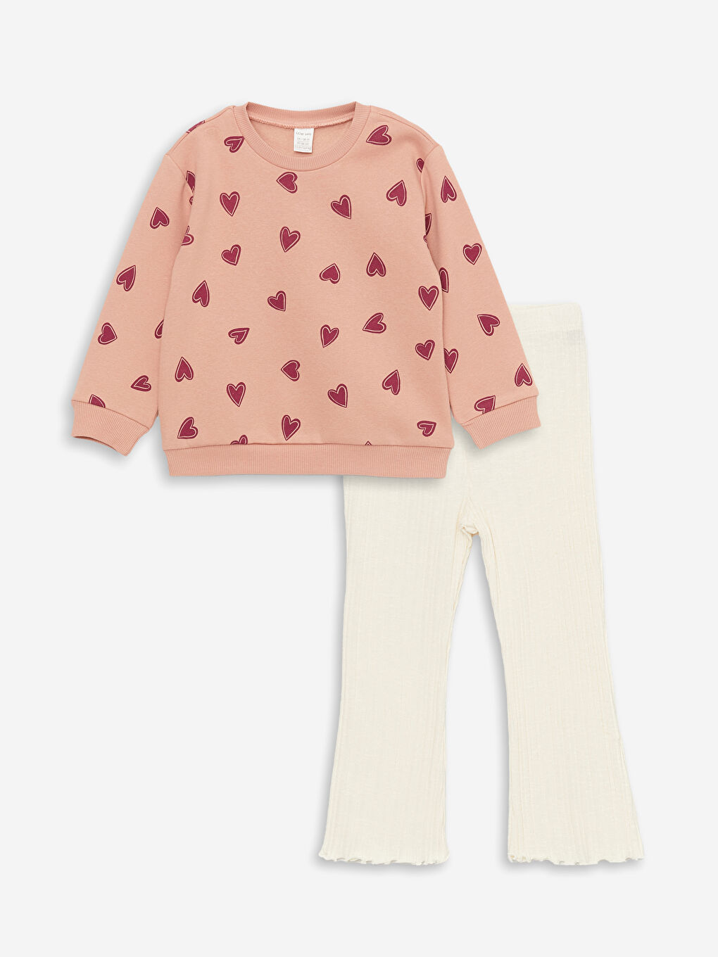 Crew Neck Long Sleeve Printed Baby Girls' Sweatshirt and Tights 2 Pack Set